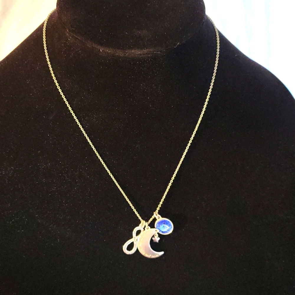 Women's 18 inches Silver Moon & Infiniti Necklace
